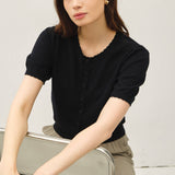 Be Cool - POINTELLE SHORT SLEEVE CARDIGAN