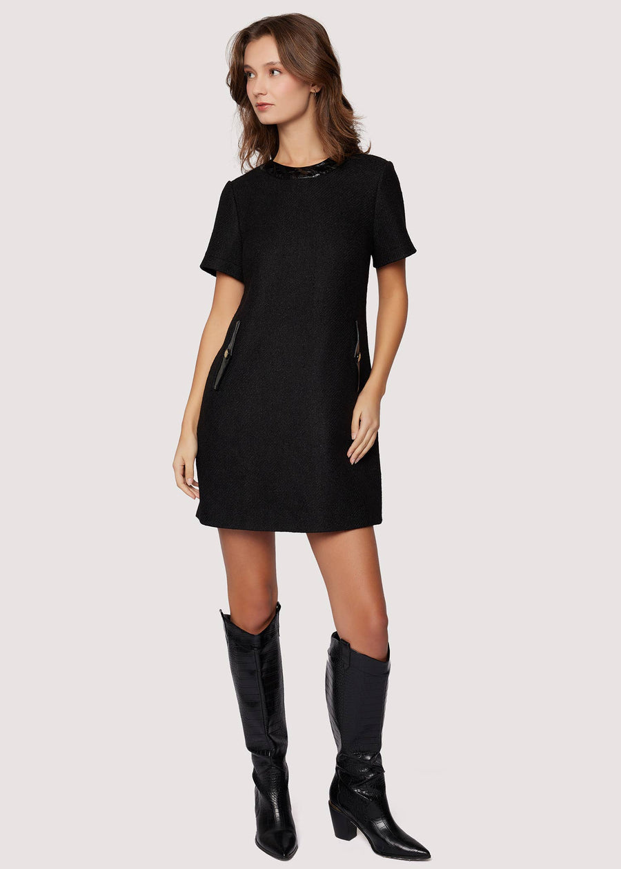 Lost + Wander - Alessia Mini Dress - Fall Woven Boucle Short Slv Pockets