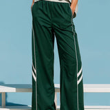 VERY J -Wide Leg Track Pants W/ Piping Detail