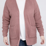 Waffle Open Cardigan Sweater, Various Colors, Zenana (Plus size only)