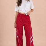 VERY J -Wide Leg Track Pants W/ Piping Detail