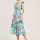 Current Air - Floral Printed Pleated Midi Dress