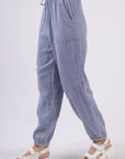 VERY J Washed Woven Crinkle Gauze Drawstring Cargo Pants