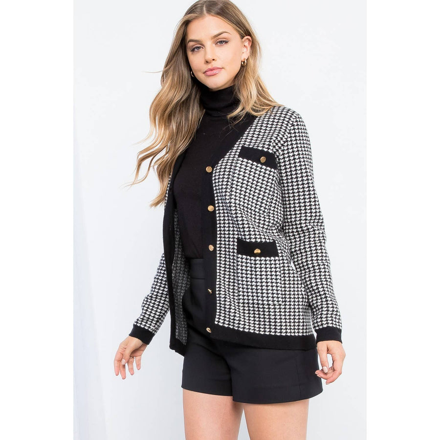 THML - Button Up Houndstooth Cardigan