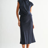 CRINKLED SATIN COWL NECK Blouse, Fun2Fun