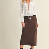 Mustard Seed - BACK SLIT SUEDE SKIRT