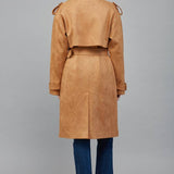 FATE - Faux Suede Double Breasted Trench Coat