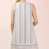VERY J Striped Pintuck Detail Woven Mini Dress