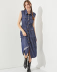 PLUS SLEEVELESS BUTTON DOWN COLLARED DENIM DRESS, Jade by Jane