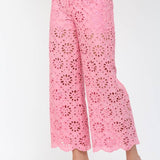 FATE - FLORAL EYELET LACE WIDE LEG CROPPED PANTS