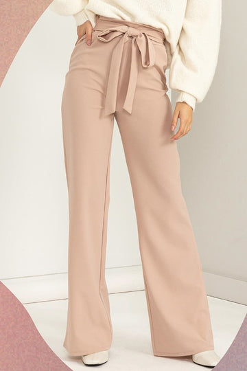 ELASTIC WAIST TIE-FRONT FLARE PANTS (Various Colors)