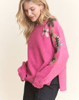 ADORA LA - FLORAL EMBROIDERED SWEATER TOP