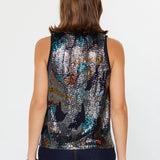 Current Air - Metallic Abstract Sequin Top