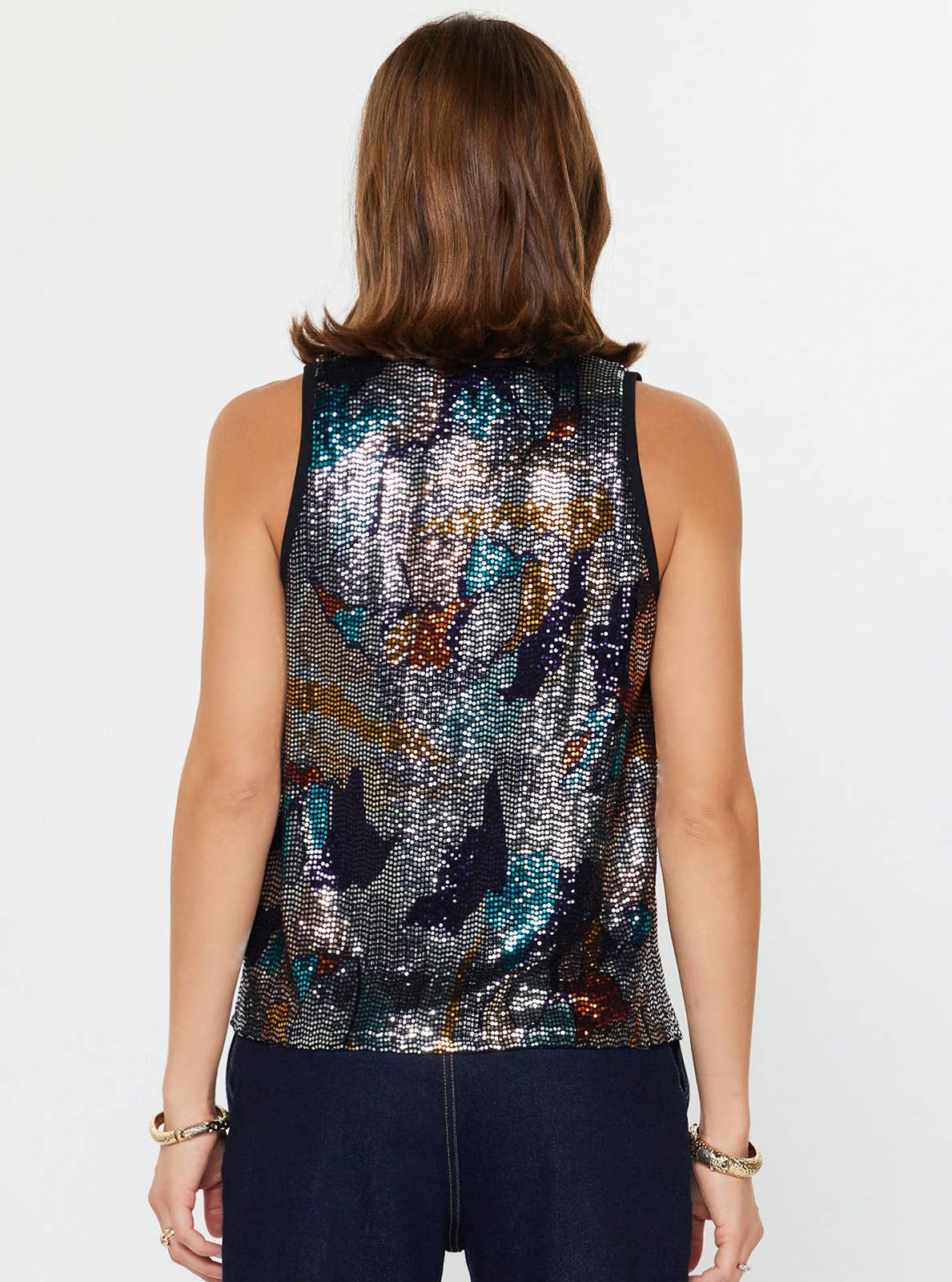 Current Air - Metallic Abstract Sequin Top