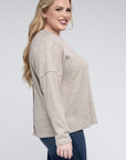 Ribbed Brushed Melange Sweater, Various Colors, Zenana