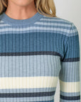 Mystree Color Block Striped Sweater Top