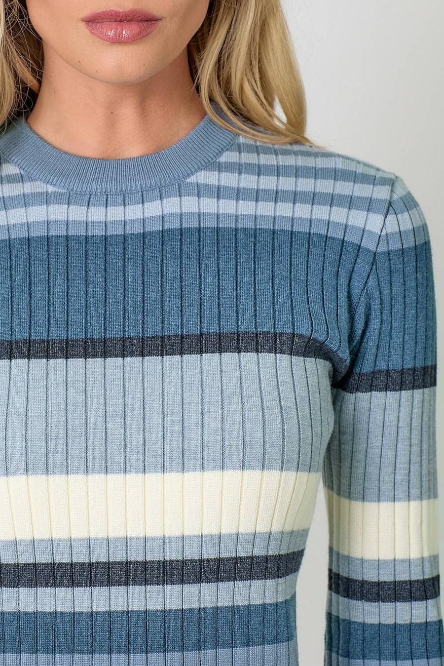 Mystree Color Block Striped Sweater Top