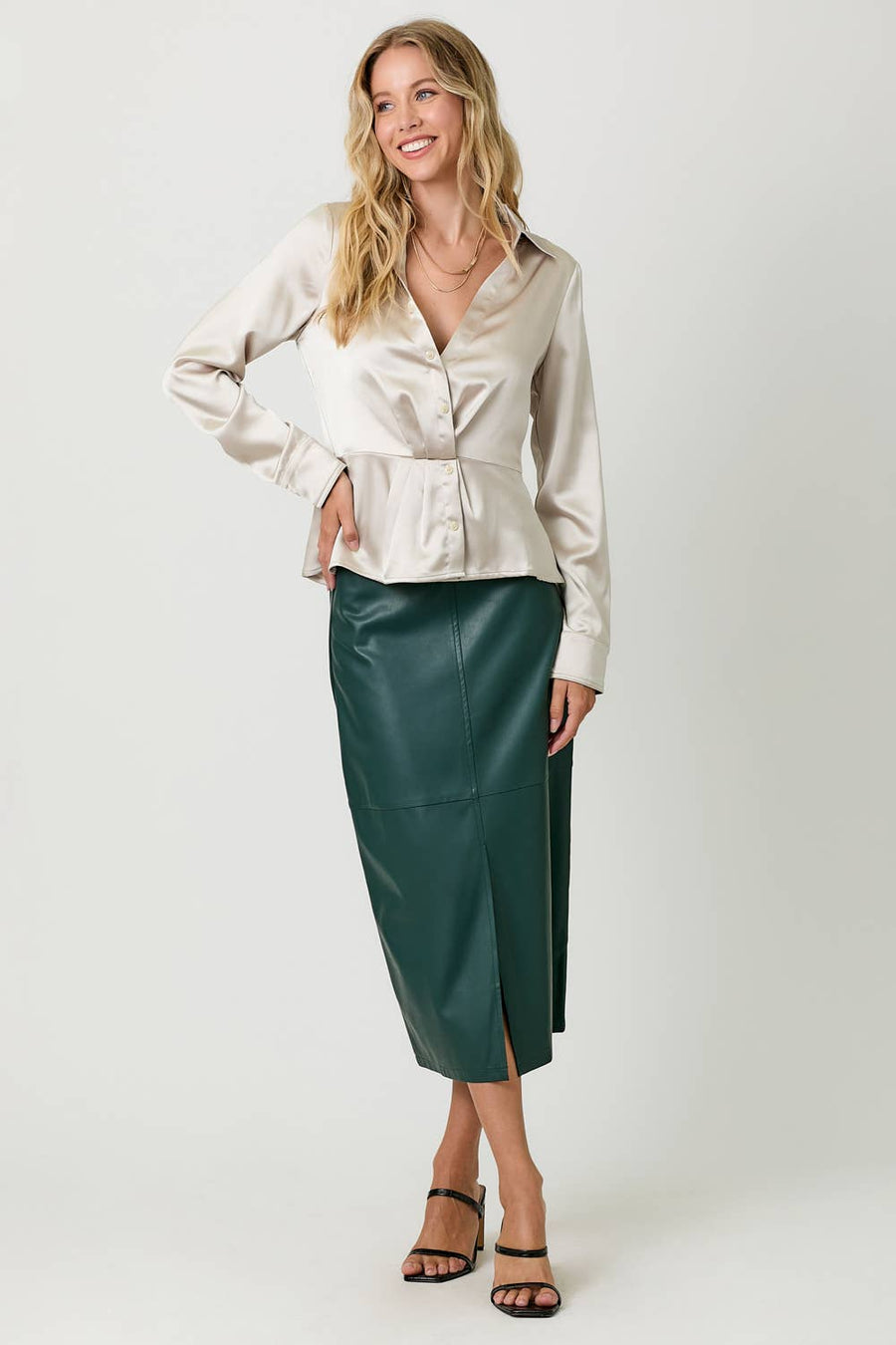 Mystree  Leather Midi Skirt