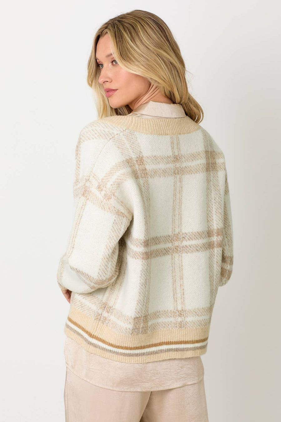 Mystree Plaid Sweater Cardigan