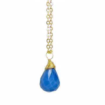 Anju Jewelry - Gold-Plated Chalcedony Teardrop Necklace