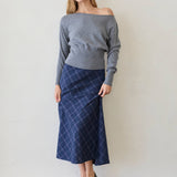 Crescent - Sandra Plaid Flowy Midi Skirt