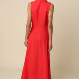 Olivaceous - Aimme Button-Front Linen Maxi Dress