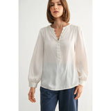FUN2FUN - SATIN BUTTON FRONT BLOUSE