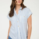 Blu Pepper - STRIPE COLLARED SHORT SLEEVE BUTTON DOWN TOP