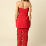 Olivaceous - Jaya Strapless Lace Combo Midi Dress