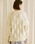 STORIA - Monochromatic Diamond Knit Cardigan