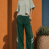 VERY J -Wide Leg Track Pants W/ Piping Detail