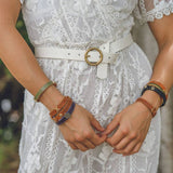 Most Wanted USA - Brass-Toned Circle Buckle Leather Belt