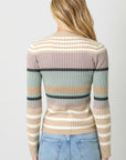 Mystree Color Block Striped Sweater Top