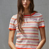 By Together Knit Sweater Multi Color Striped Short Sleeve
