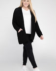 Ribbed Knit Open Front Cardigan (Various Colors), eesome (Plus Only)