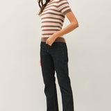 Be Cool - CLASSIC FIT STRIPED SHORT SLEEVE SWEATER TOP
