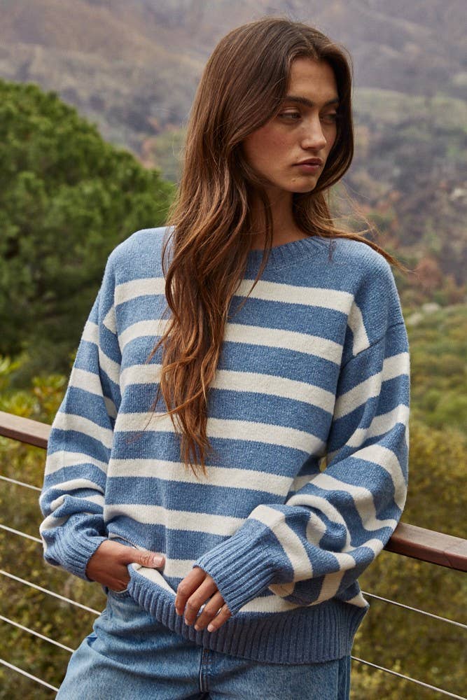 Knit Oversized Striped Sweater, By Together