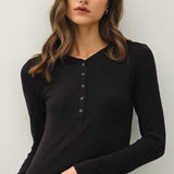 Be Cool - Modal Classic Ribbed Longsleeve Henley Basic Top