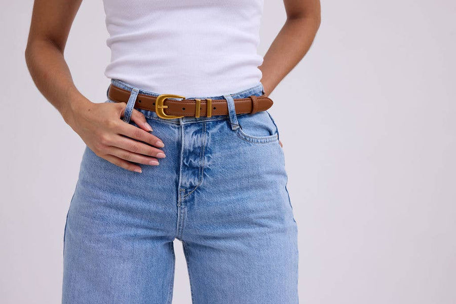 Most Wanted USA - Leather Belt with Metal Strap Holders