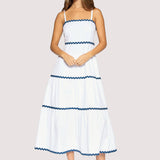 Lost + Wander - Luciana Maxi Dress - Summer White Navy Stripes Nautical