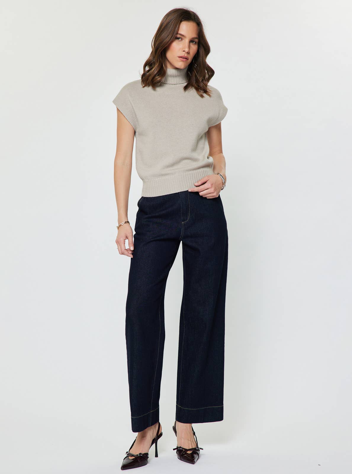 Current Air - Turtleneck Short Sleeve Knit Sweater