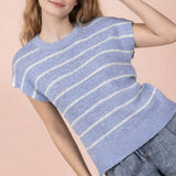 VERY J -Striped Knit Sweater Vest Top