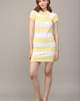 FATE - STRIPE POLO COLLAR SHORT SLV SWEATER DRESS