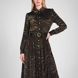 Current Air - Leopard Print Belted Shirt Dress