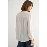 FUN2FUN - SATIN BUTTON FRONT BLOUSE