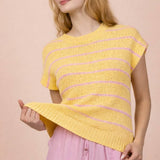 VERY J -Striped Knit Sweater Vest Top