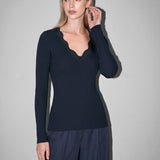 Current Air - Ribbed Knit Scallop-Neck Top