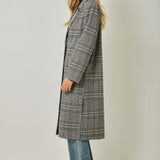Mystree Houndstooth Plaid Long Coat