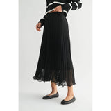 FUN2FUN - TEXTURE CHIFFON PLEATED MAXI SKIRT