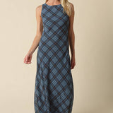 Olivaceous - Carole Plaid Mesh Maxi Dress